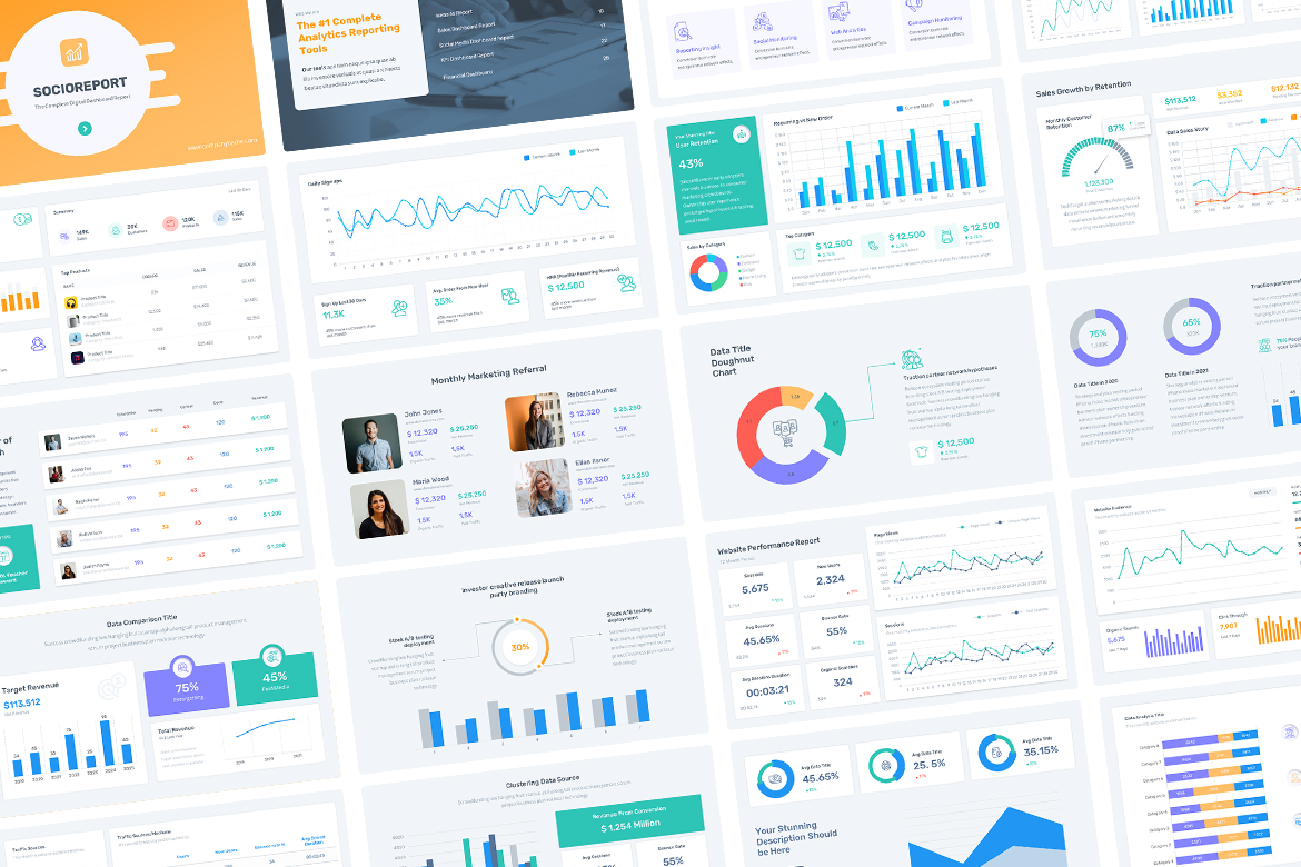 SocioReport - Social Media, Website Dashboard Presentation Report Screen 2
