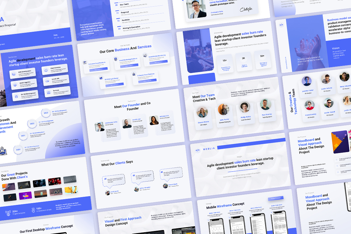 Weblia - Website & App Portfolio Proposal Presentation Screen 2