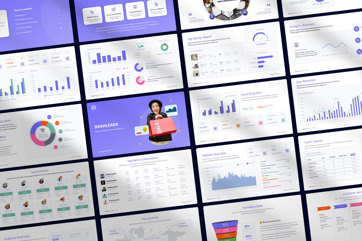DashLeads - Dashboard Ecommerce Leads Template Powerpoint Screen 2
