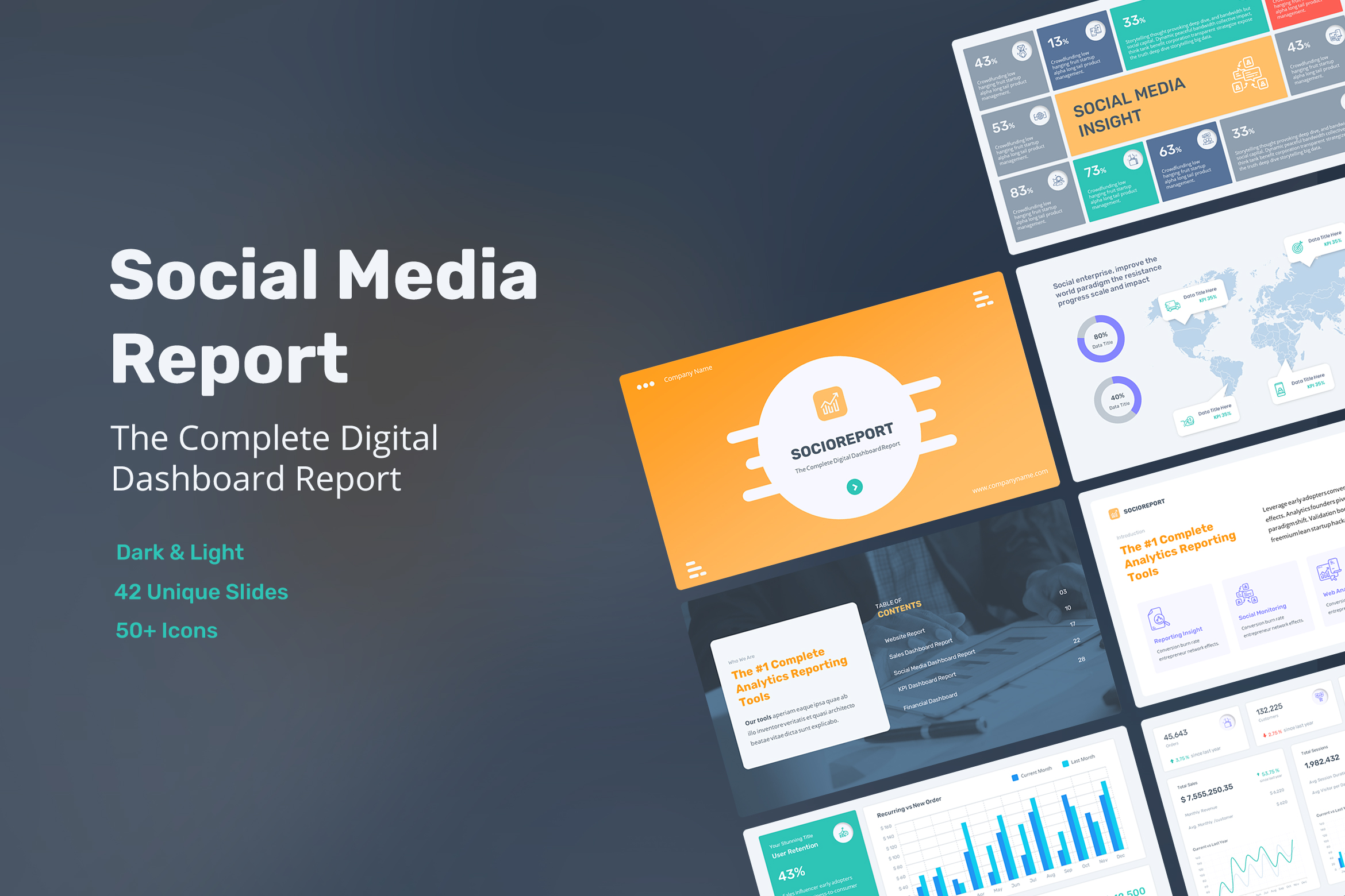 SocioReport - Social Media, Website Dashboard Presentation Report