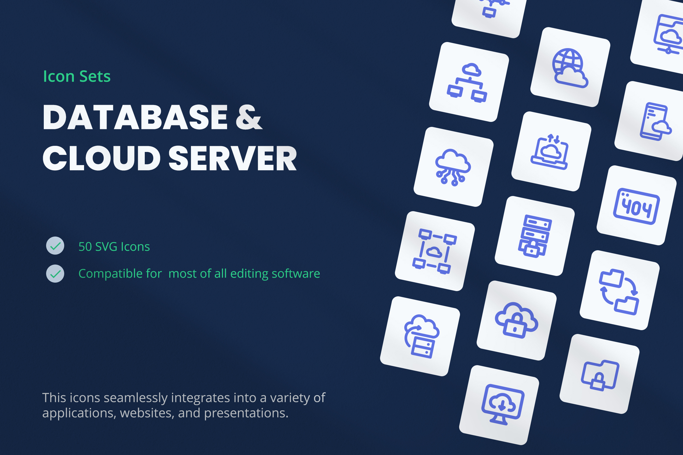 Database and Cloud Server Icon Set